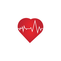 Heart rate icon - health monitor. Red Heart Rate.Blood pressure vector icon, heart cheering cardiogram, good health logo, healthy pulse flat symbol, medical pulsometer element.