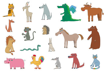 Fototapeta premium Cute animals. Vector Illustration.