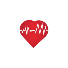 Heart rate icon - health monitor. Red Heart Rate.Blood pressure vector icon, heart cheering cardiogram, good health logo, healthy pulse flat symbol, medical pulsometer element.