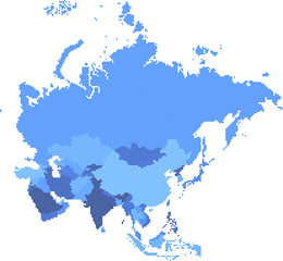 Fototapeta premium Circle geometry shape Asia map.All elements are separated in editable countries. Vector illustration EPS10.