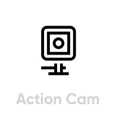 Action Cam icon. Camera for active sports. Editable Vector Outline.