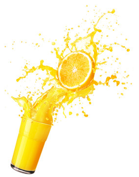 orange juice splash isolated
