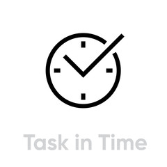 Task in Time icon. Editable Vector Outline