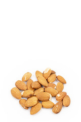 Raw Almonds Isolated Above White Background With Copy Space
