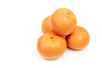 Isolated Tangerines Above White Background With Copy Space