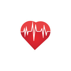 Heart rate icon - health monitor. Red Heart Rate.Blood pressure vector icon, heart cheering cardiogram, good health logo, healthy pulse flat symbol, medical pulsometer element.