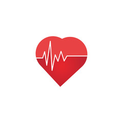 Heart rate icon - health monitor. Red Heart Rate.Blood pressure vector icon, heart cheering cardiogram, good health logo, healthy pulse flat symbol, medical pulsometer element.