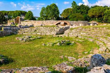 Fototapeta na wymiar Archaeological site of Paestum , Temple of Neptune 500 BC. Italy