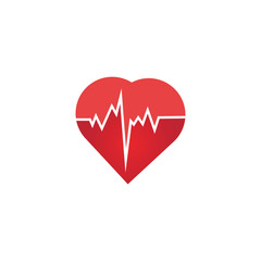 Heart rate icon - health monitor. Red Heart Rate.Blood pressure vector icon, heart cheering cardiogram, good health logo, healthy pulse flat symbol, medical pulsometer element.