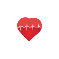 Heart rate icon - health monitor. Red Heart Rate.Blood pressure vector icon, heart cheering cardiogram, good health logo, healthy pulse flat symbol, medical pulsometer element.