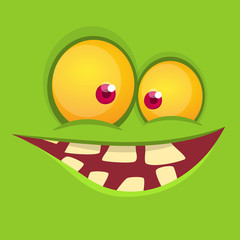 Funny cartoon monster face. Vector monster square avatar
