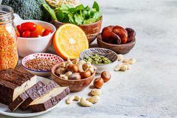 Vegan sources of iron, background.