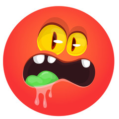 Funny cartoon monster face. Vector Halloween monster round avatar.