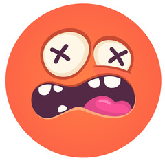 Funny cartoon monster face. Vector Halloween monster round avatar.