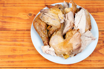 Sliced Baked Chicken Meat Served On The Plate