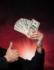 old man with dollar bills