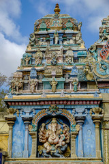 Madurai, India - March 2020: Detail of the Meenakshi Amman Hindu Temple on March 10, 2020 in Madurai, India.