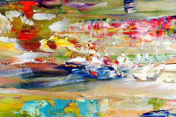 Colorful abstract painting background. Color texture. Intensive multicolor mix of oil vibrant...