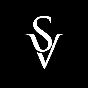 elegant initial letter sv with black background logo vector, Creative Lettering Logo Vector Illustration.