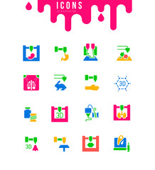 Set of Simple Icons of 3D Bioprinting