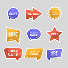 Sale Badge Collection Pricing Sticker Set Price Tag Best Offer Label Isolated Vector Illustration Flat Style 3D