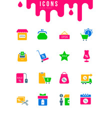 Set of Simple Icons of Black Friday