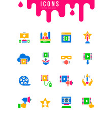 Set of Simple Icons of Cinema Business