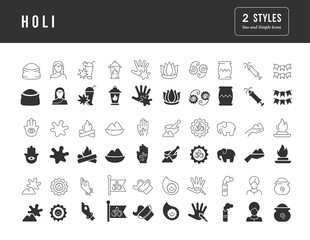 Vector Simple Icons of Holi