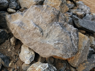 Limestone rock on nature background. Limestone is a sedimentary rock composed mostly of the mineral calcite, It is a basic building block of the construction industry.