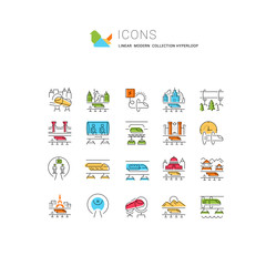 Set Vector Line Icons of Hyperloop.