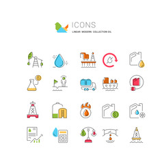 Set Vector Line Icons of Oil Industry