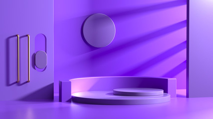 Creative drawing of 3D simulation scene color product exhibition stand