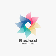 Vector Logo Illustration Pinwheel Gradient Colorful Style.