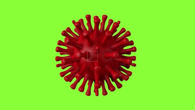 Rotating virus tileable animation on green background