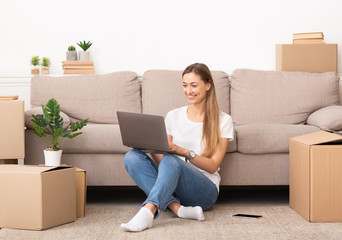 Young woman having online call on laptop