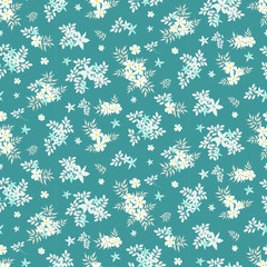 Seamless floral pattern. Background in small flowers for textiles, fabrics, cotton fabric, covers, wallpaper, print, gift wrapping, postcard, scrapbooking.