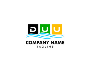 Initial Letter DUU Sea Wave Icon Vector Illustration Design Logo