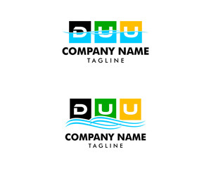 Set of Initial Letter DUU Sea Wave Icon Vector Illustration Design Logo