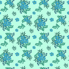 Seamless floral pattern. Background in small flowers for textiles, fabrics, cotton fabric, covers, wallpaper, print, gift wrapping, postcard, scrapbooking.