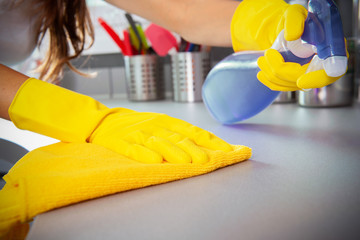 Women cleaning the kitchen. women worker