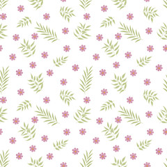 Fototapeta na wymiar Seamless floral pattern. Background in small flowers for textiles, fabrics, cotton fabric, covers, wallpaper, print, gift wrapping, postcard, scrapbooking