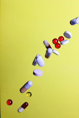 medical preparations on a yellow background