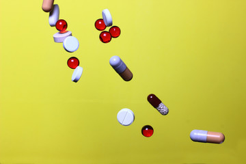 medical preparations on a yellow background