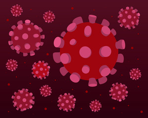 Group of red virus cell vector illustration