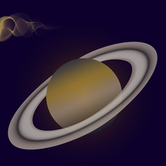 Planet Saturn on a dark background. Vector illustration