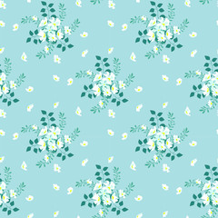 Seamless floral pattern. Background in small flowers for textiles, fabrics, cotton fabric, covers, wallpaper, print, gift wrapping, postcard, scrapbooking.