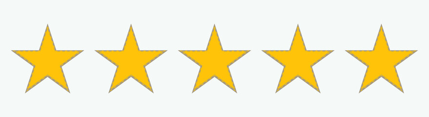 Flat icons for reviews of five-star customer product ratings for apps and websites.