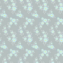 Fototapeta na wymiar Seamless floral pattern. Background in small flowers for textiles, fabrics, cotton fabric, covers, wallpaper, print, gift wrapping, postcard, scrapbooking.