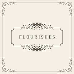 Vector Vintage Banner. Flourishes frame. Ornamental greeting card vector template. Retro wedding invitations, advertising or other design and place for your text