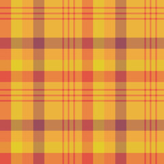 Seamless pattern in great cozy yellow, red and orange colors for plaid, fabric, textile, clothes, tablecloth and other things. Vector image.